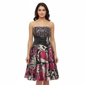 Tony Bowls Strapless Black and Pink Dress
